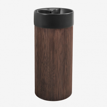 Set Mobili Da Bagno In Legno Con Lavabo In Ceramica Maude Integrato Legno Scuro & Senza Specchio & Senza Rubinetto - Sklum