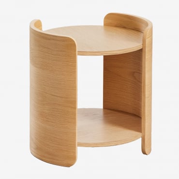 Set Di 2 Comodini Rotondi Ø45 Cm In Legno Adelis Marrone Quercia - Sklum