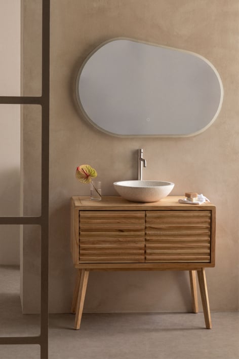 Set di mobili da bagno 90x45 cm in legno Deleyna - Legno Naturale