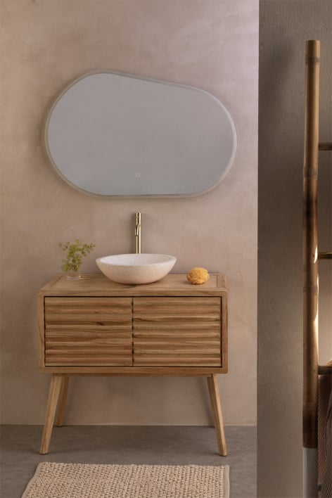 Set di mobili da bagno 90x45 cm in legno Deleyna - Legno Naturale