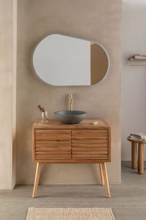 Set di mobili da bagno 90x45 cm in legno Deleyna - Legno Naturale