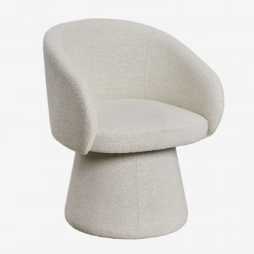 Confezione Da 2 Sedie Da Pranzo Girevoli Imbottite Flavian Con Braccioli Bouclé Colori Naturali - Sklum