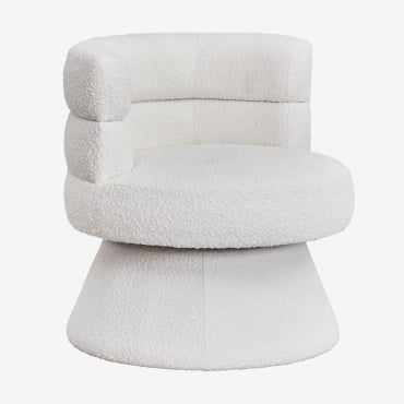 Poltrona In Tessuto Bouclé Protea Ricciolo Blanco - Sklum