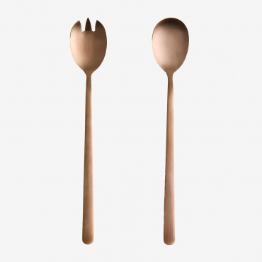 Set Di 2 Posate Per Insalata In Acciaio Inox Sornia Giallo Oro Rosa - Sklum
