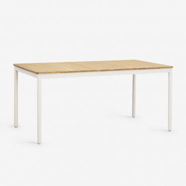 Tavolo Da Pranzo Rettangolare In Acciaio E Legno Di Acacia (160x90 Cm) Artus Gardenia Bianco - Sklum