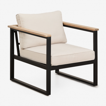 Poltrona Da Giardino In Alluminio E Legno Di Acacia Lipov Nero - Sklum