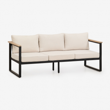 Divano Da Giardino A 3 Posti In Alluminio E Legno Di Acacia Lipov Nero - Sklum