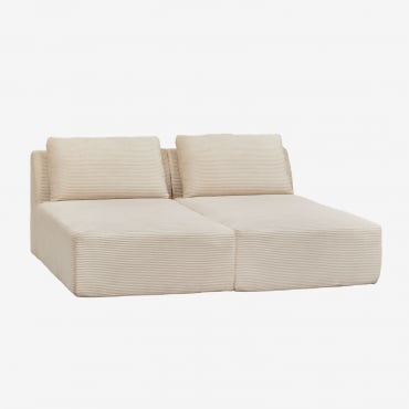 Divano Chaise Longue Modulare In 2 Pezzi In Velluto A Coste Sottovuoto Temple Velluto A Coste Beige Lin - Sklum