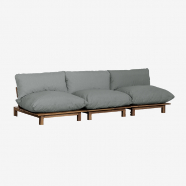 Divano Reclinabile Modulare Da Giardino In 3 Pezzi In Legno Di Acacia Brina Grigio Antracite - Sklum