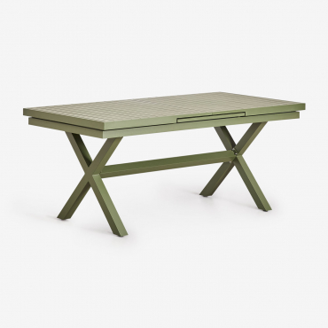 Tavolo Da Giardino Rettangolare 180-240x90 Cm Estensibile In Alluminio Karena Verde Olivastro Intenso - Sklum