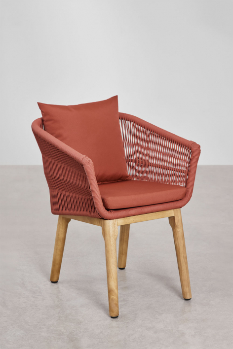 Set di 2 sedie da pranzo in legno di acacia e corda intrecciata Barker - Tetto rosso
