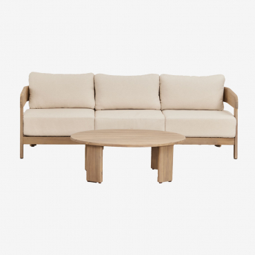 Set Da Giardino Con Divano 3 Posti E Tavolino In Legno Di Acacia Uleno Acacia Marrone Chiaro - Sklum