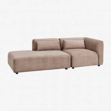 Divano Modulare Angolare In 2 Pezzi Fogler Con Chaise Lounge Sinistra Velluto A Coste Marrone Camel - Sklum