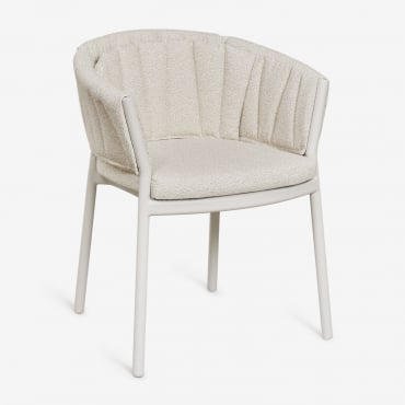 Set Di 2 Sedie Da Giardino Con Braccioli In Alluminio E Tessuto Roderise Bouclé Colori Naturali - Sklum