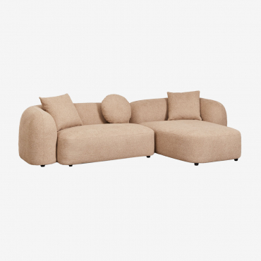 Divano Modulare Destro Con Chaise Longue In 2 Pezzi In Ciniglia Coco Tessuto Di Ciniglia Spesso Latte Brown - Sklum