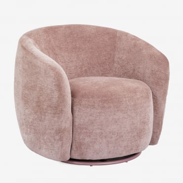 Poltroncina Girevole In Ciniglia Mieres Rosé - Sklum