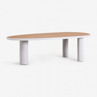 Tavolo Da Giardino Ovale 260x110 Cm In Alluminio E Legno Di Teak Taneli Legno Di Teak - Sklum