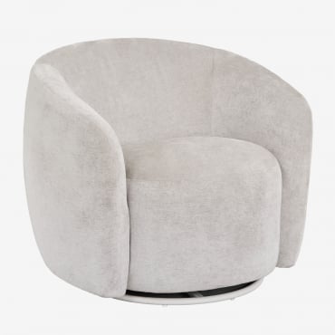 Confezione Da 2 Poltrone Girevoli In Ciniglia Mieres Grigio Sabbia - Sklum