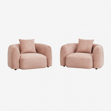 Pacco Di 2 Poltrone In Ciniglia Coco Tessuto Ciniglia Rosa Quarzo - Sklum