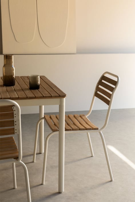 Sedia da pranzo impilabile in acciaio e legno di acacia Artus - Gardenia Bianco