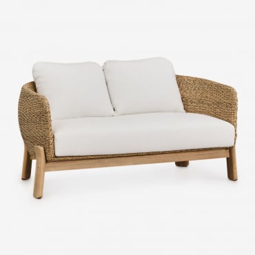 Divano Da Giardino 2 Posti Leilan In Legno Di Acacia E Rattan Sintetico Acacia Marrone Chiaro - Sklum