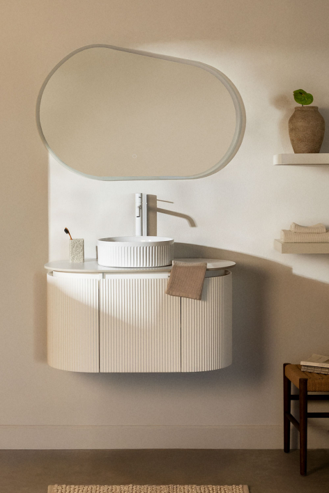 Set di mobili da bagno sospesi in legno Carsone - Bianco