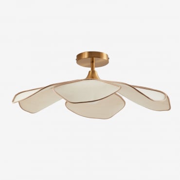 Lampada Da Soffitto Benavid Ø75 Cm & Lino E Cotone Rustico Beige Lino - Marrone Grano - Sklum