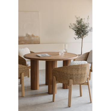Calvados Tavolo Da Pranzo Rotondo In Legno Di Pino – Bianco – Diametro 70 Cm – Altezza 75 Cm – Fatto A Mano – Stile Classico