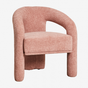 Poltrona Imbottita Greca Tessuto Ciniglia Rosso Sienna - Sklum