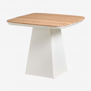 Tavolo Da Giardino In Alluminio E Legno Di Teak Inkeri Legno Di Teak & 90 X 90 Cm - Sklum