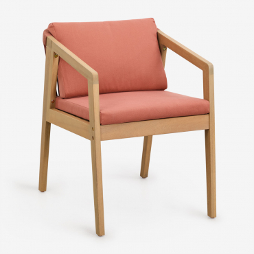 Confezione Da 4 Sedie Da Giardino Kaela In Legno Di Acacia E Corda Intrecciata Tessuto Tetto Rosso - Sklum