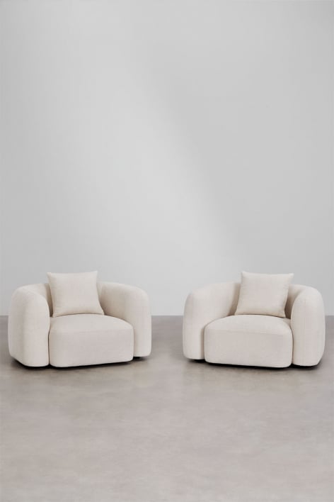 Confezione da 2 poltrone in ciniglia spessa color bianco Coco - Ciniglia Spessa Bianco