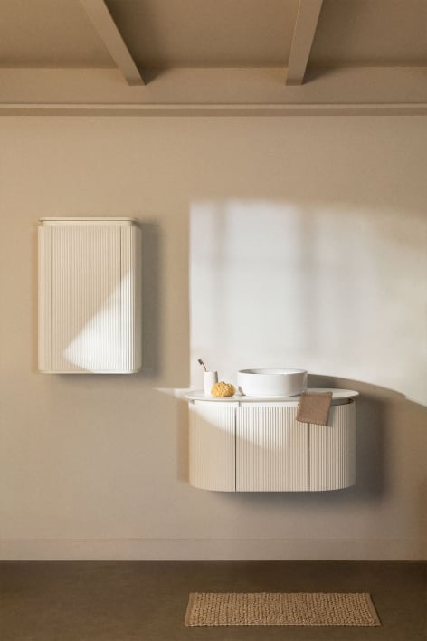 Set di mobili da bagno sospesi in legno Carsone - Bianco
