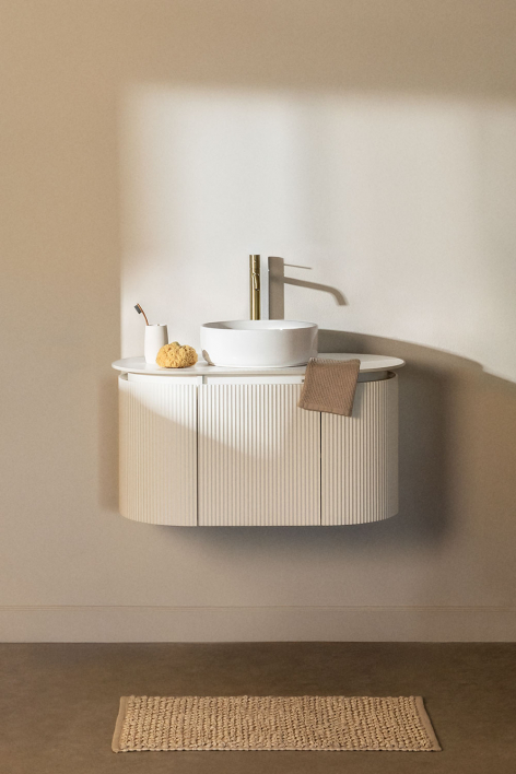 Set di mobili da bagno sospesi in legno Carsone - Bianco