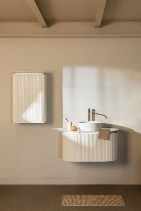 Set di mobili da bagno sospesi in legno Carsone - Bianco