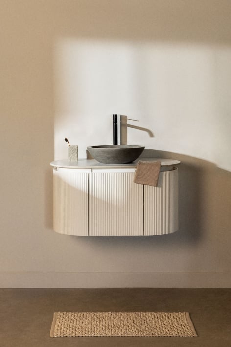 Set di mobili da bagno sospesi in legno Carsone - Bianco