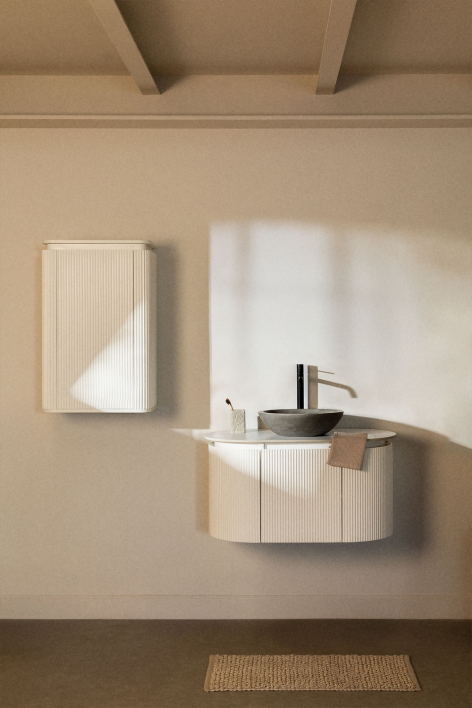 Set di mobili da bagno sospesi in legno Carsone - Bianco