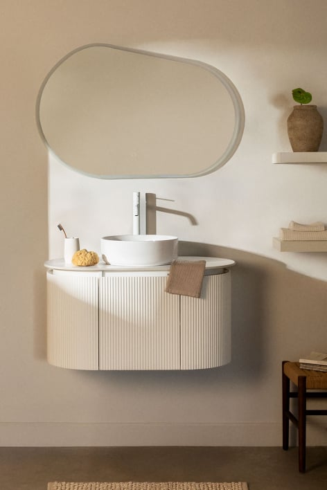 Set di mobili da bagno sospesi in legno Carsone - Bianco