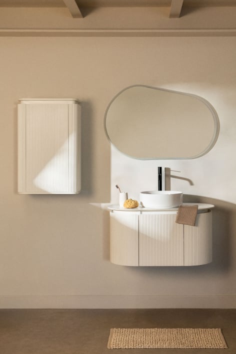 Set di mobili da bagno sospesi in legno Carsone - Bianco