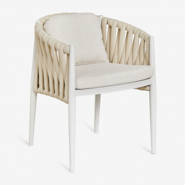 Confezione Da 4 Sedie Da Giardino Con Braccioli In Alluminio E Tessuto Bouclé Sereilen Bouclé Colori Naturali - Sklum