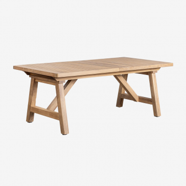 Tavolo Da Giardino Rettangolare 200-260-320x100 Cm Allungabile In Legno Di Acacia Dubai Acacia Rustica Marrone - Sklum