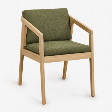 Sedia Da Giardino In Legno Di Acacia Kaela Bouclé Verde Militare - Sklum