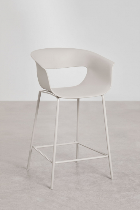 Sgabello alto da giardino 65 cm in polipropilene e acciaio bianco grigio Alanys - Bianco grigiastro