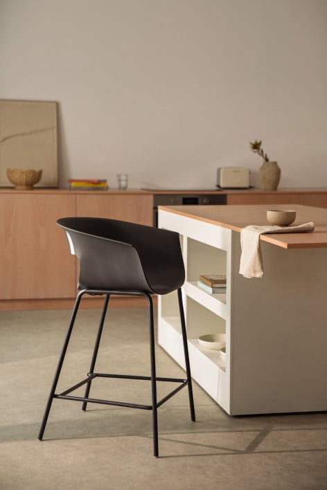 Sgabello alto 65 cm in polipropilene e acciaio grigio grafite Alanys - Grigio Grafite