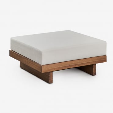 Pouf Dailin In Legno Di Acacia Gardenia Bianco - Sklum
