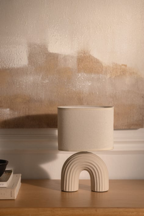 Lampada da tavolo Soliva 30cm in ceramica e lino
