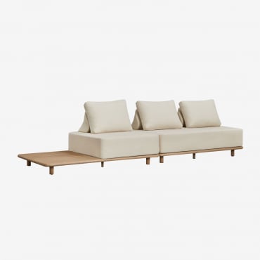 Divano Chaise Longue Modulare Portet Acacia A 2 Pezzi Con Tavolino Laterale Gardenia Bianco - Sklum