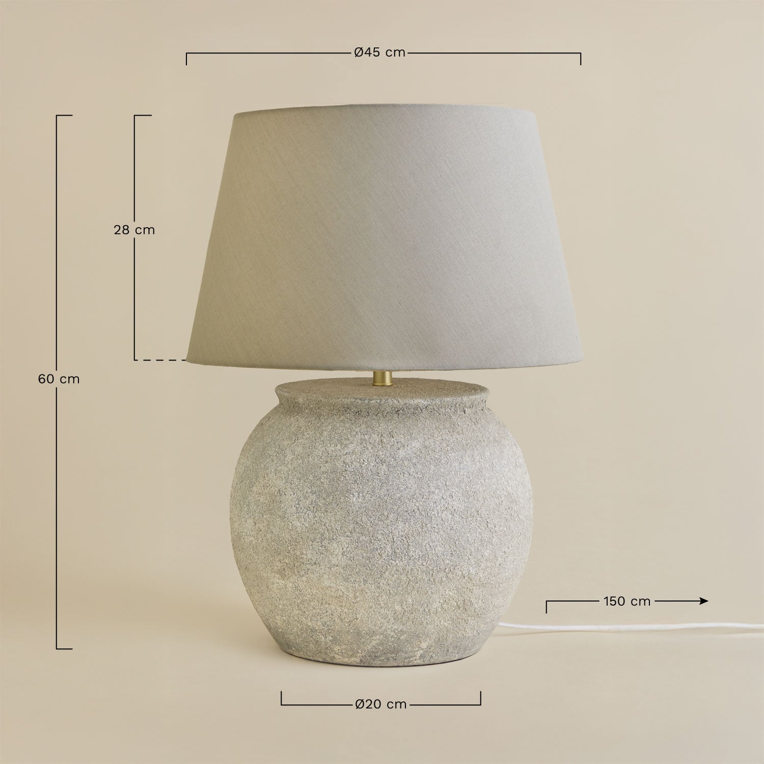 Lampada da tavolo in ceramica e lino Kenaris, MISURE