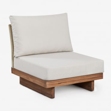 Modulo Centrale Per Divano Modulare Da Giardino In Legno Di Acacia E Corda Intrecciata Dailin Acacia Marrone - Sklum