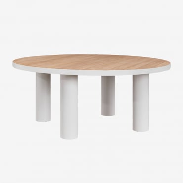 Tavolo Da Giardino Rotondo Ø180 Cm In Legno Di Teak E Alluminio Riviera Legno Di Teak - Sklum